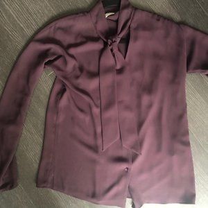 Babaton Tie-Neck Blouse - Dark Purple
